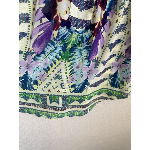 Fig & Flower Blouse Women's Size Petite Large Boho Abstract Print Floral Lace - Picture 4 of 8